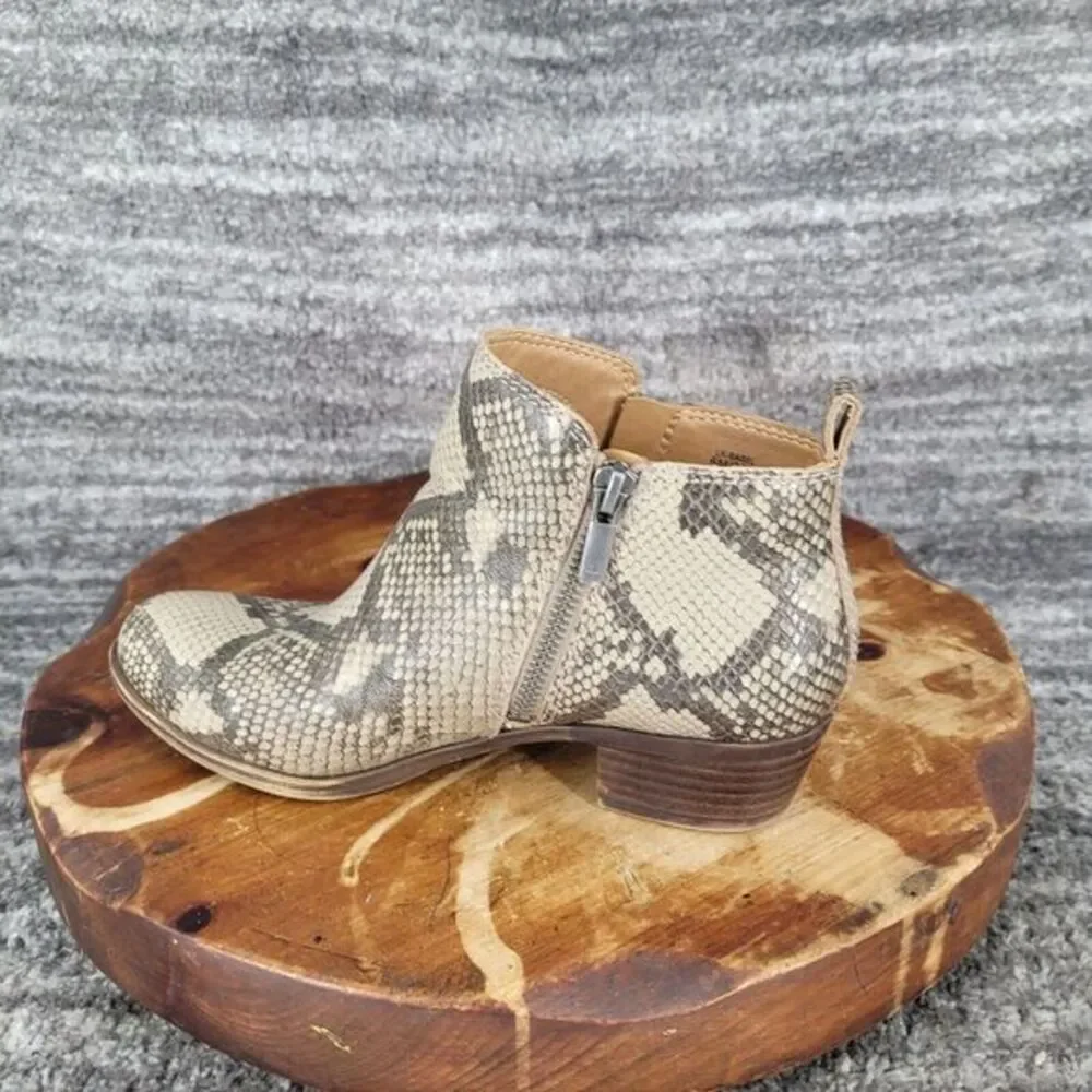 Lucky Brand Basel Bootie Womens 6 Snake Print Double Zip Leather‎ Ankle Boots